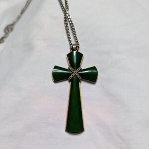 Green Cross Pendant Necklace